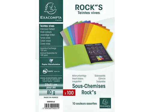 Vouwmap Exacompta ROCK'S A4 80g assorti 100 stuks