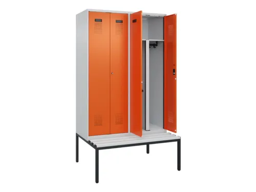 PBM-locker met bank,HxBxD 2120x1200x815mm,4vak,vak B 300mm