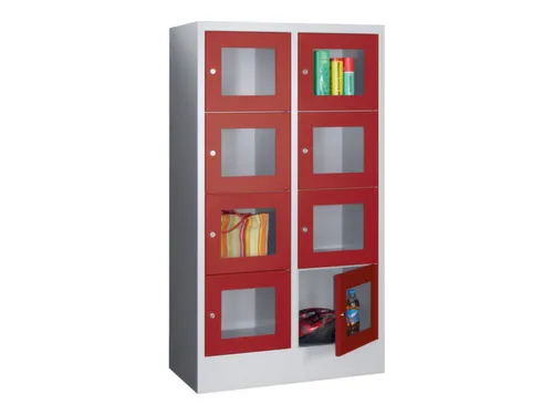 lockerkast,HxBxD 1518x800x500mm,2x4vakken,RAL7035,front RAL3000