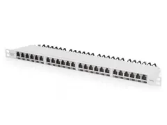 CAT 6A EA Patchpaneel afgeschermd 24-poorts RJ45 stofkap 8P8C 0,5U gri
