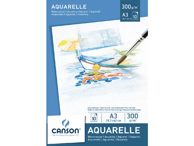 Aquarelpapier Canson Graduate Watercolour 20vel 250gr A3 natuurlijk wi