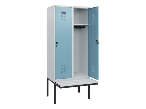 locker met bank,HxBxD 1950x800x815mm,2vak,vak B 400mm,draaigrendel