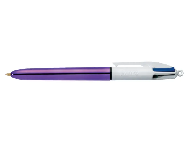 Balpen Bic 4kleuren shine medium zilver