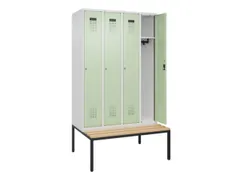 locker met bank,HxBxD 2120x1200x815mm,4vak,vak B 300mm,cilinderslot