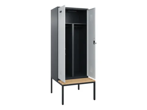 PBM-locker met bank,HxBxD 2120x800x815mm,2vak,vak B 400mm,draaigrendel