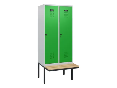 locker met bank,HxBxD 1950x800x815mm,2vak,vak B 400mm,draaigrendel