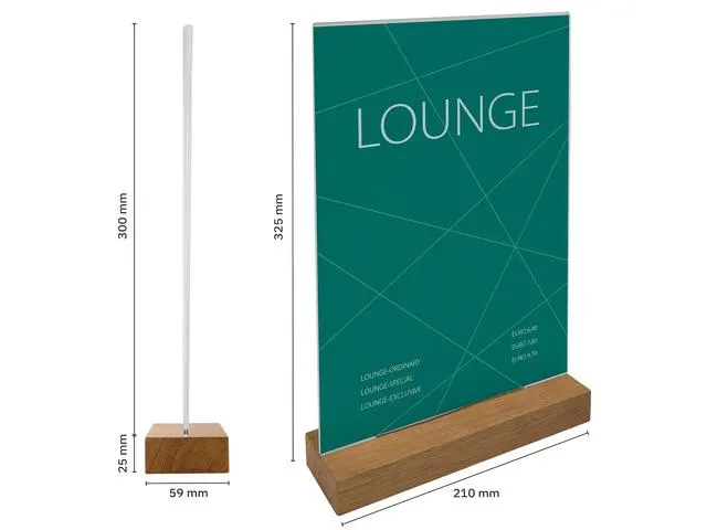 Tafelstandaard Sigel A4 eiken voet helder acryl 1.5mm