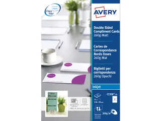 correspondentiekaart Avery 210x99mm wit 260gr 25 vel - 1