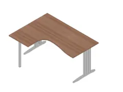 hoek-bureau,HxBxD 730x1600x1200mm,blad canaletto-hout,verdieping links