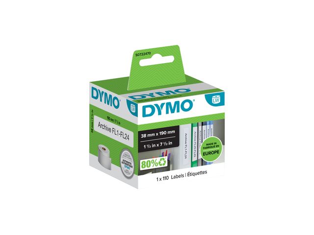 Etiket Dymo 99018 Labelprint Ordner Smal 38x190mm S0722470 | LabelprinterOnline.nl