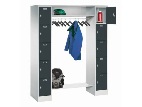personeelsgarderobe draaigr. 1950x1500x500mm 2x5 vakken 300mm RAL7016