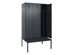 locker met bank,voor scheiding van kleding,HxBxD 2120x1200x815mm,3vak