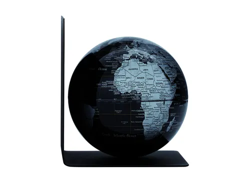 Boekensteun TROIKA met magnetische Wereldbol 13cm zwart-zilver