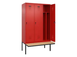 locker met bank,voor scheiding van kleding,HxBxD 2120x1200x815mm,3vak - 1