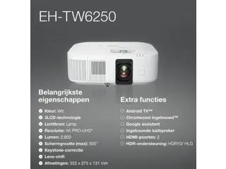 Projector Epson TW6250 4K PRO-UHD-projector Wit - 3