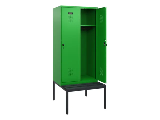 locker met bank,HxBxD 1950x800x815mm,2vak,vak B 400mm,draaigrendel