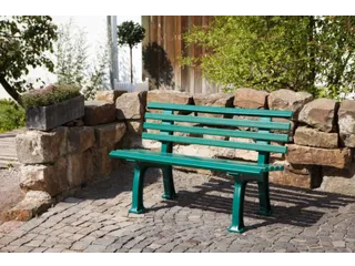 Kunststofbank 740x1200x380mm Zit H 440mm 9 Latten 2 Pootstellen Groen - 3