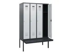 locker met bank,HxBxD 1950x1200x815mm,4vak,vak B 300mm,cilinderslot