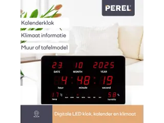 Digitale wandklok Zwart LED-display 37.5x25.5cm - 4