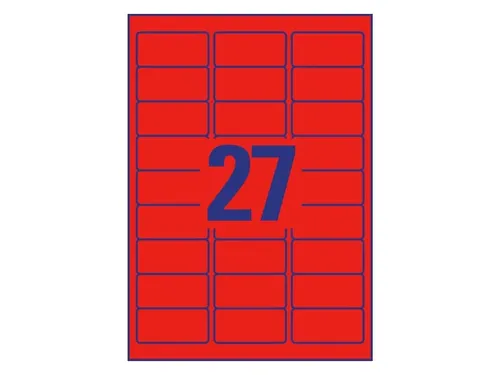 Gekleurde etiketten Avery Zweckform 63.5x29.6mm Neon Rood 675 Stuks