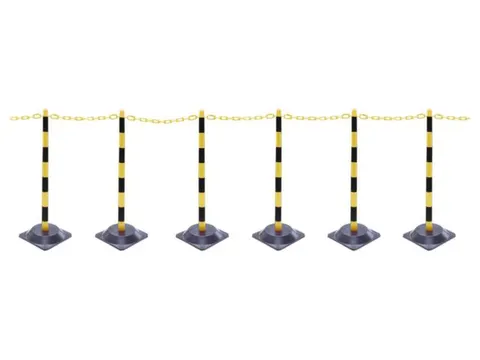 Kettingstaander-set 6 Kettingstaanders Vierkante Voet 10m Ketting