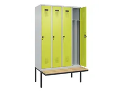 locker met bank,voor scheiding van kleding,HxBxD 2120x1200x815mm,4vak