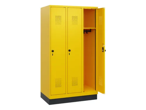 schoollocker,HxBxD 1630x900x500mm,3vak,vak B 300mm,draaigrendel,sokkel