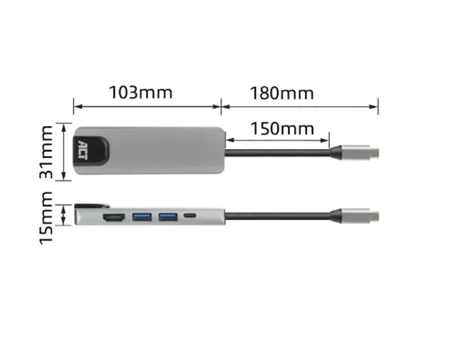 Dockingstation ACT USB-C 4K voor 1 HDMI monitor
