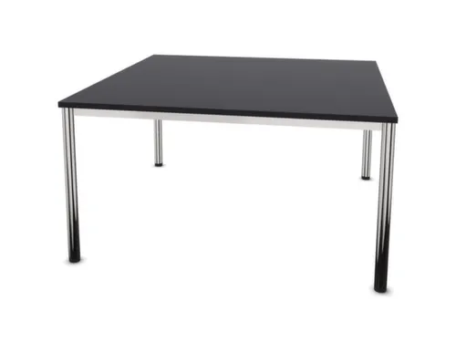 vergadertafel HxBxD 74x140x140cm vierkant 4voeten verchroomd CC-zwart