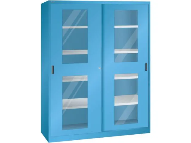 venster-schuifdeurkast HxBxD 1950x1500x580mm 8xStalen bodem RAL5012