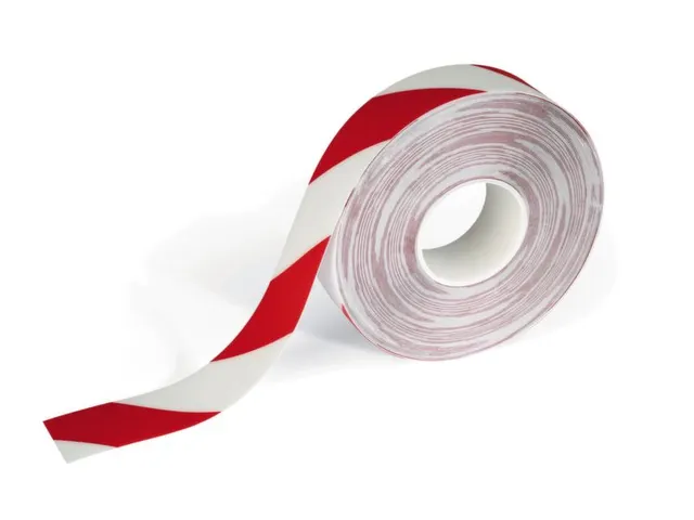 tape,rood/wit,band LxB 18,3mx50mm,met antislip-eigenschappen