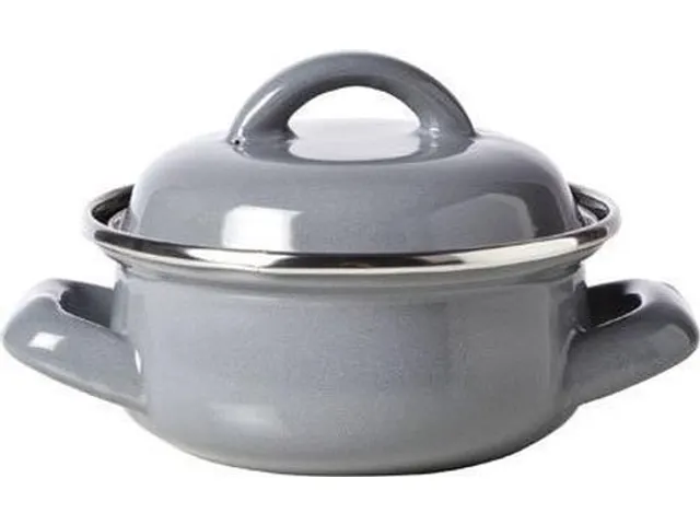 Cosy & Trendy Serveerpot Grijs Email 300ml D10cm 2 handvaten
