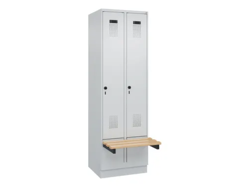 locker met bank,HxBxD 1950x600x815mm,2vak,vak B 300mm,draaigrendel