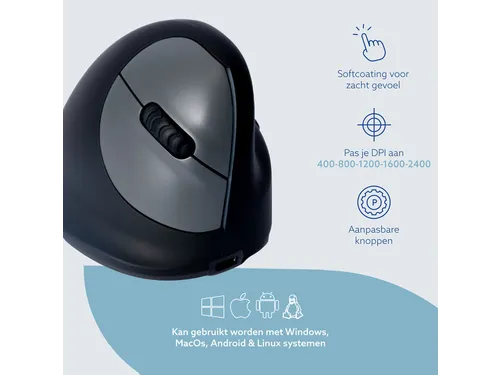 Ergonomische muis R-Go HE Break Medium Rechts draadloos Zwart