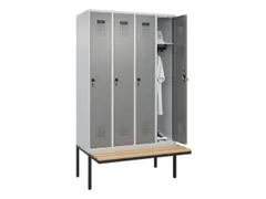 locker met bank,HxBxD 2120x1200x815mm,4vak,vak B 300mm,draaigrendel