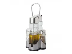 Menage 4-delig peper/zout/olie/azijn kunststof voet