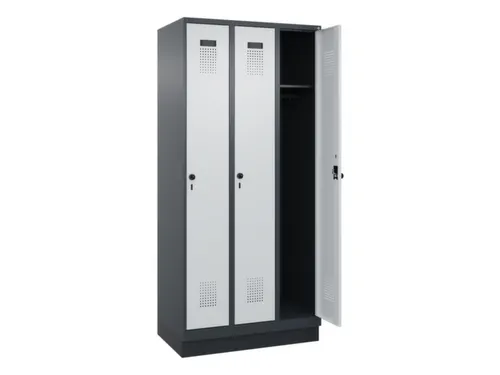 locker,HxBxD 1950x900x500mm,3vak,vak B 300mm,draaigrendel,sokkel