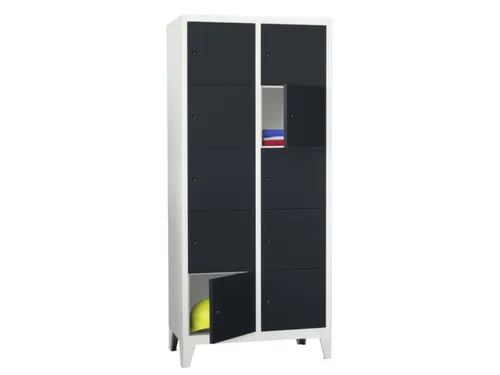 lockerkast,HxBxD 1850x800x500mm,2x5vakken,RAL7035,front RAL7016