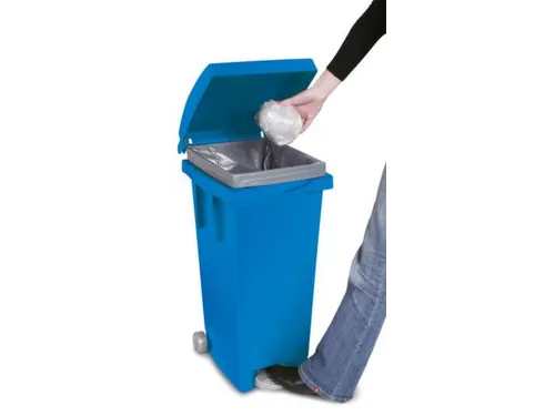 Pedaalemmers Kunststof 80 Liter 790x370x510mm Verrijdbaar Blauw