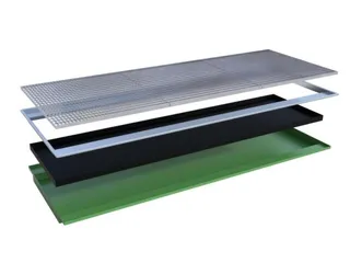 ophangbak,opvangvol. 200l,HxBxD 110x3250x1265/915mm,m. PE-element - 2