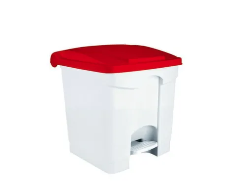 Contitop,afvalbak met pedaal 30L wit/rood