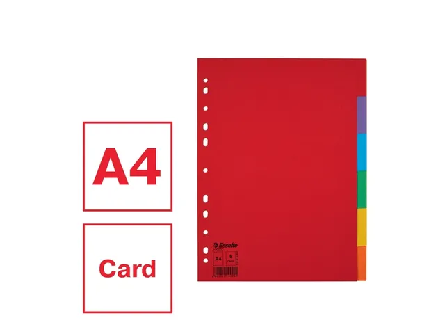 Tabbladen Esselte A4 11-gaats Karton 6-delig Blanco Tabs Kleur