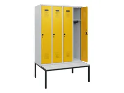 locker met bank,HxBxD 1950x1200x815mm,4vak,vak B 300mm,draaigrendel