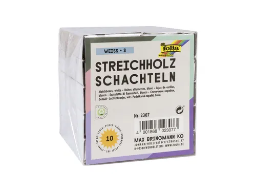 Luciferdoosjes Folia klein 53x37x11mm 10 stuks wit