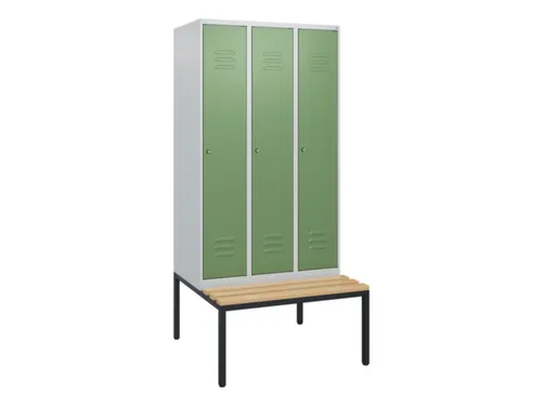 locker met bank,HxBxD 1950x900x815mm,3vak,vak B 300mm,cil.-slot