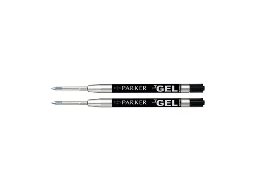 Gelschrijvervulling Parker Quink medium zwart blister à 2 stuks
