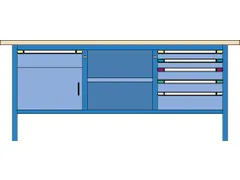 werkbank,HxBxD 845x2000x700mm,multiplexblad,RAL7035,front RAL7035
