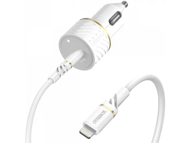 OtterBox Autolader + USB-C 18W naar Lightning kabel 1m wit