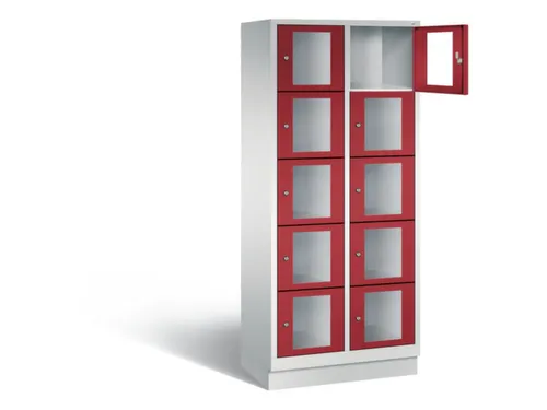 Lockerkast 1800x810x500mm 2x5 vakken Cilinderslot, Sokkel, RAL3003