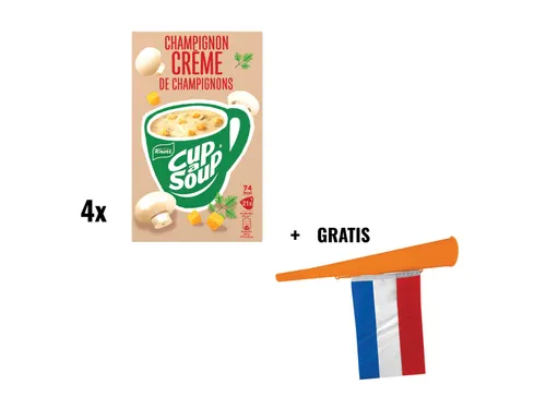 Actie Wk 2026 Nl 4X Cup-A-Soup champignon 21 st + gratis oranje toeter